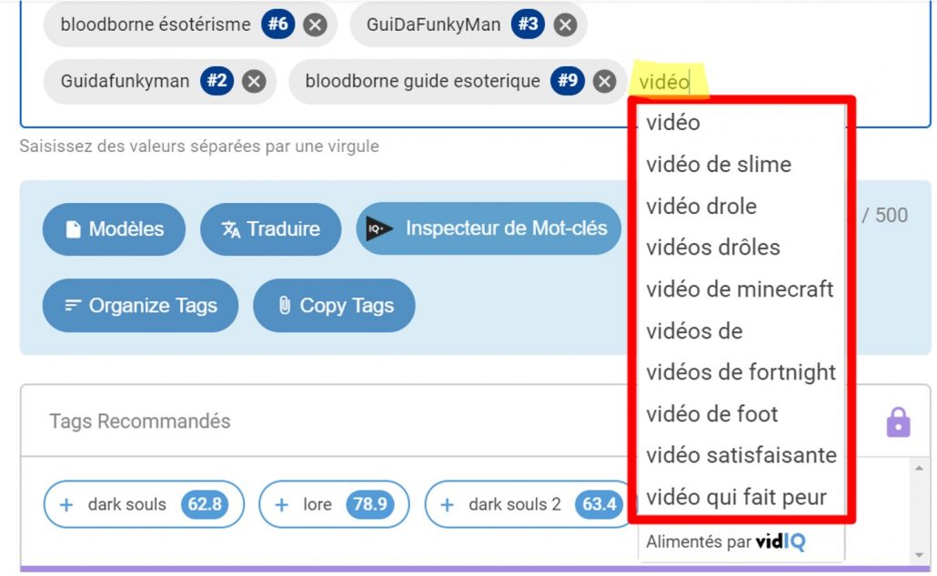 Les tags à choisir sur VidlQ pour YouTube