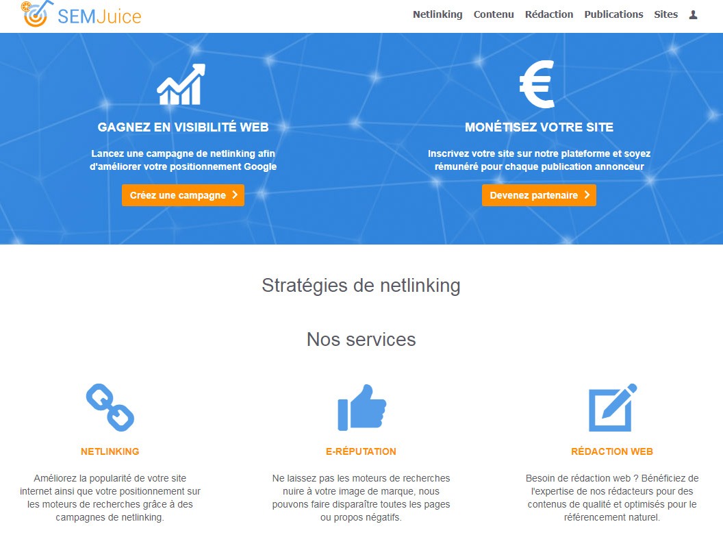 L’offre netlinking proposée par SEMJuice