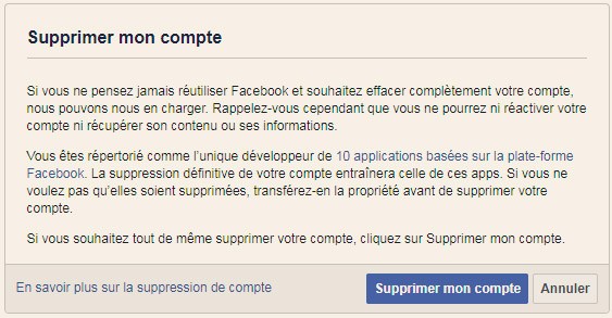 Supprimer son compte Facebook