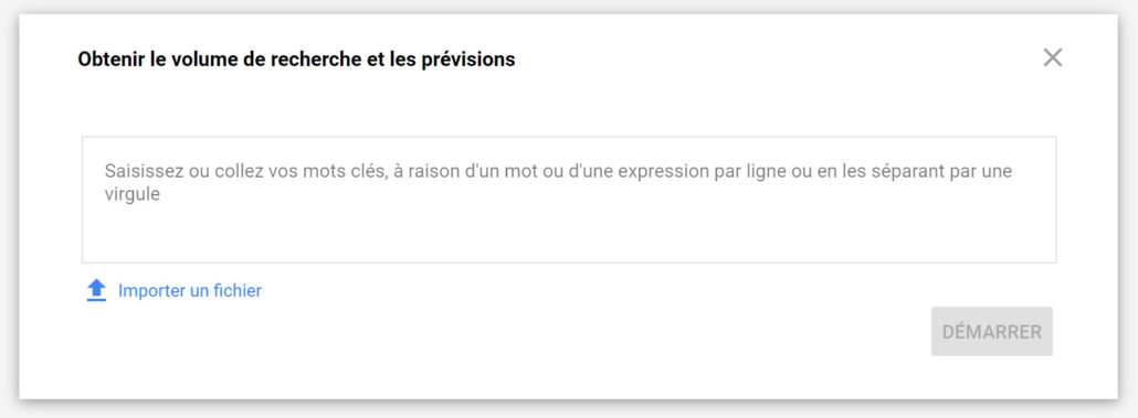 Renseignez ses mots-clés dans le planificateur de mots-clés Google Ads