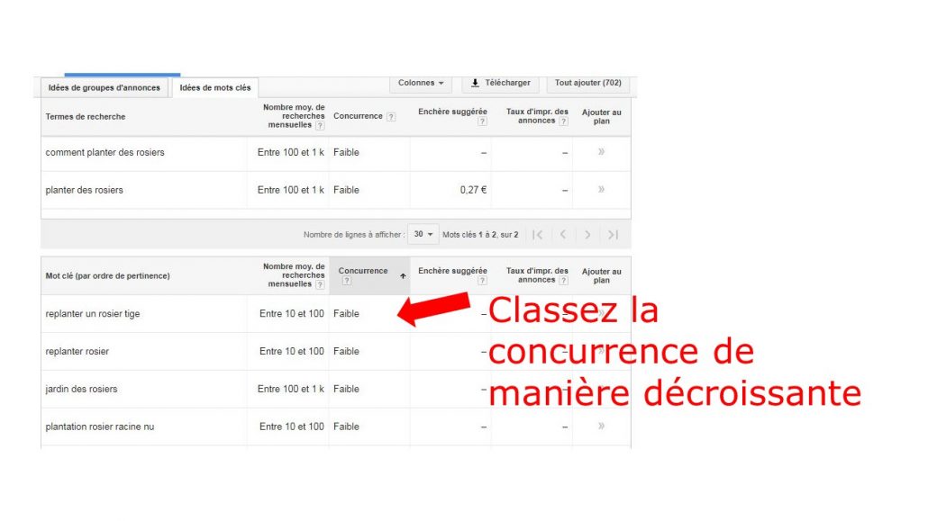 référencer son blog : adwords rosiers résultats recherche