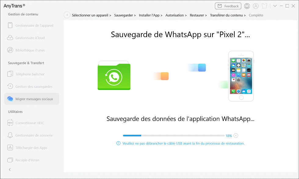 Sauvegarde de données WhatsApp