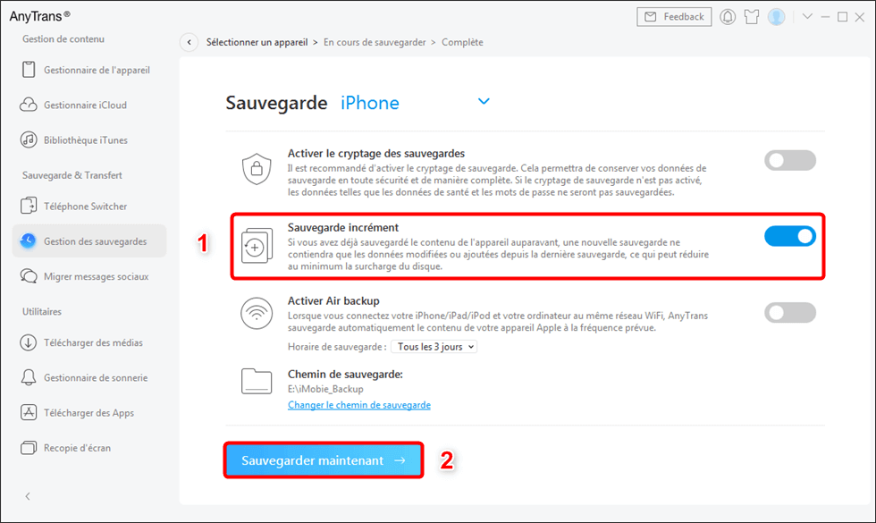 Sauvegarde iPhone