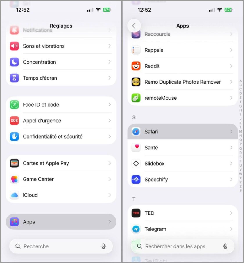 App iPhone Safari