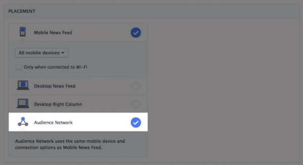 Placement : Annonceurs Facebook Audience Network
