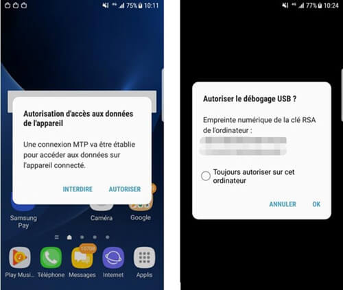 autoriser debogage usb samsung