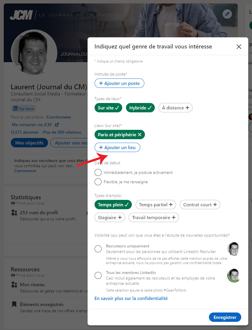 badge de profil open to work LinkedIn