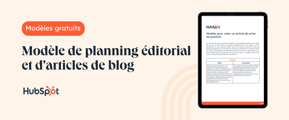 Modèles de planning éditorial