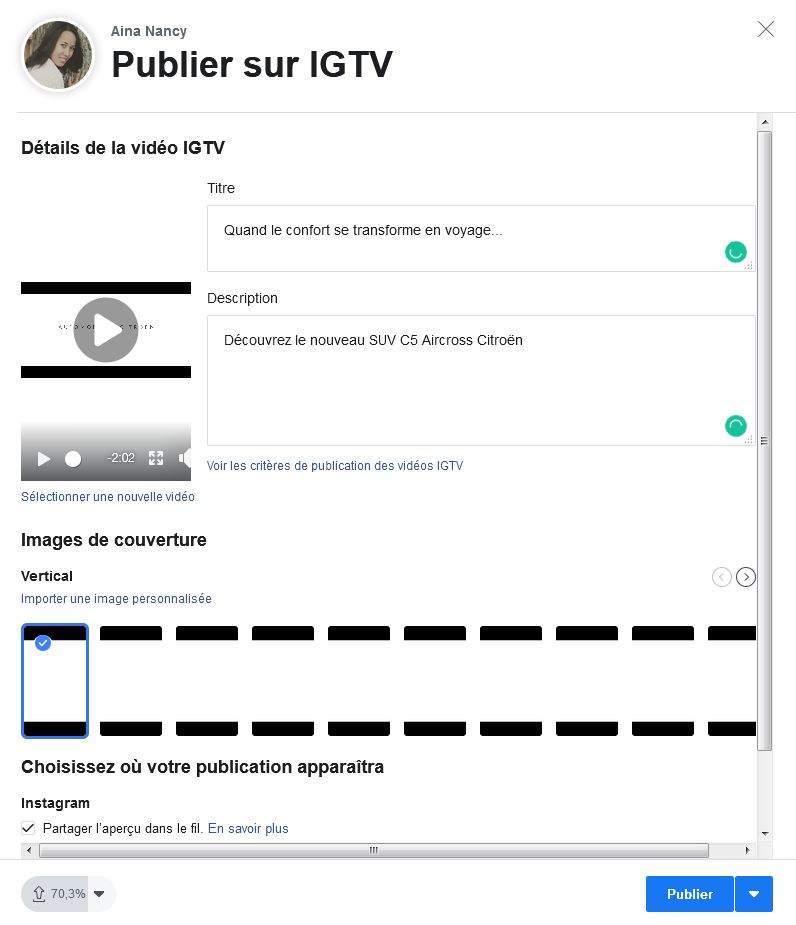 Publier sur IGTV