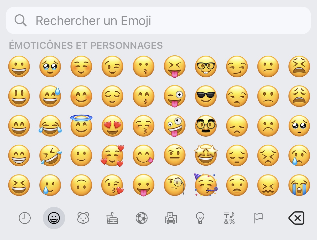 Menu émoticône iPhone
