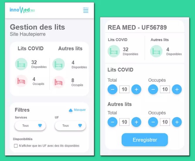 Innomed360, l'app. Gestion des lits