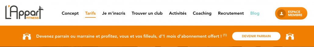 liste d'email avec l'afficiation salle de sport