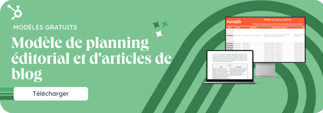 modèle de planning éditorial et d'articles de blog