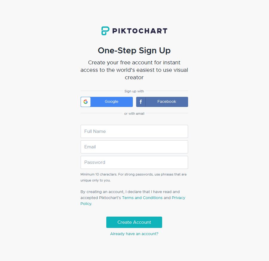 Piktochart Signup