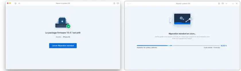 Réparation standard terminée avec Tenorshare Reiboot