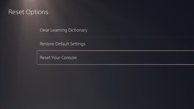 réinitialiser la console