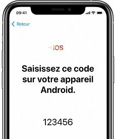 Saisir le code sur votre device Android