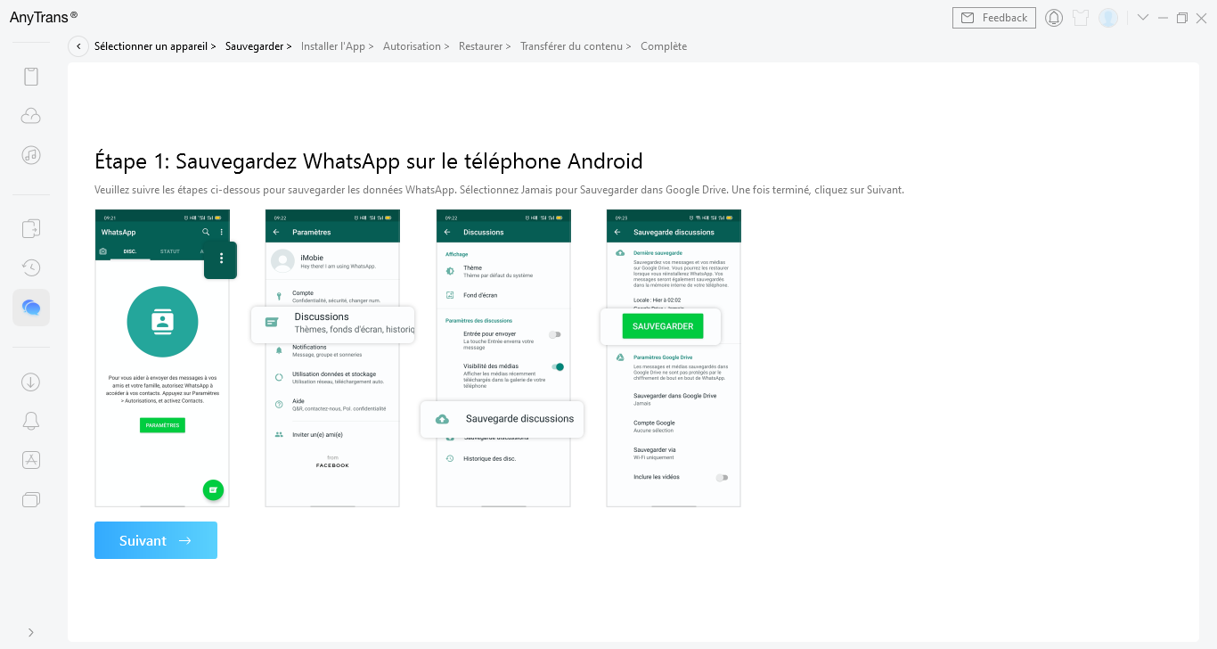 Sauvegarde WhatsApp Téléphone Android