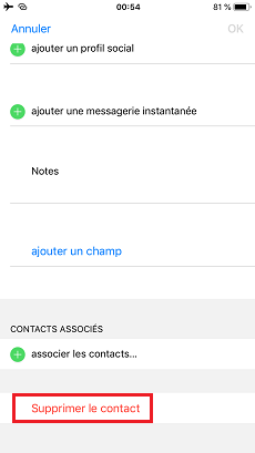 Supprimer des contacts de l'iPhone