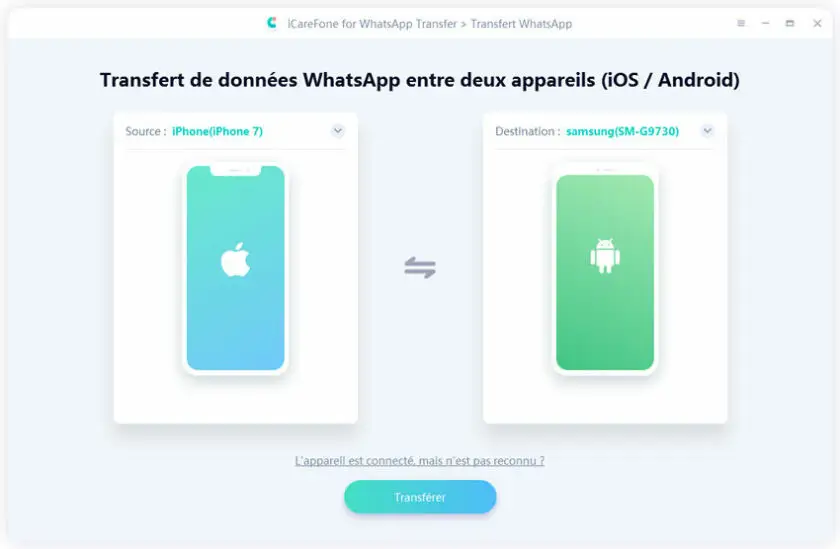 Transférer WhatsApp iPhone vers Android