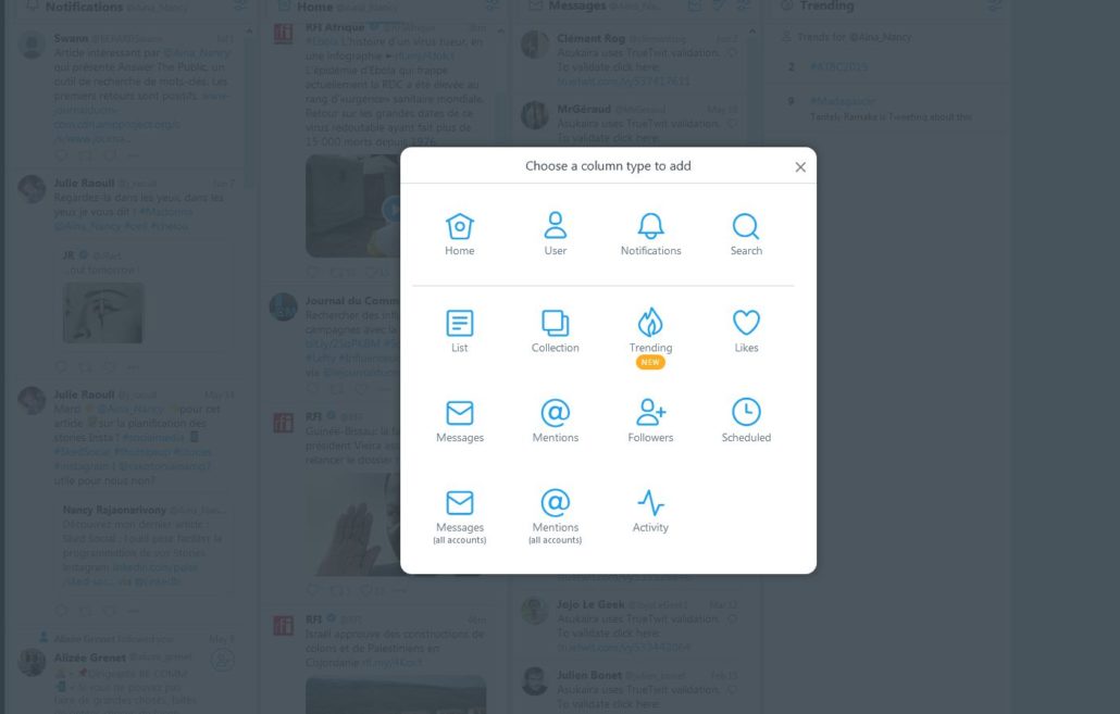 Tweetdeck : Add a column