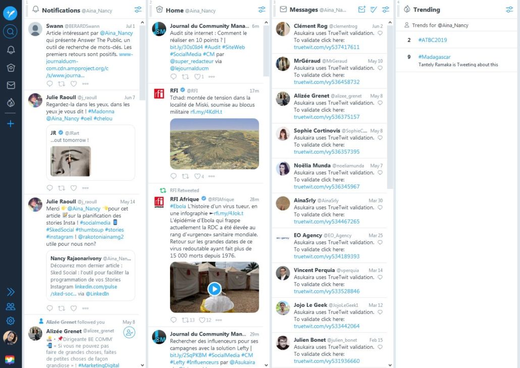 Tweetdeck : Fonctionnalités